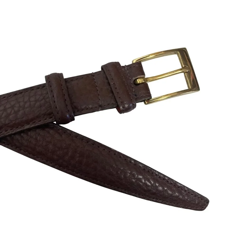 Dooney & Bourke Textured Brown Leather Belt Mens 40 Brass Buckle Made In USA